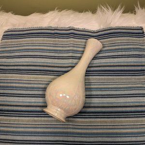 Vintage Mid-Century Mother of Pearl Vase Gold Rim